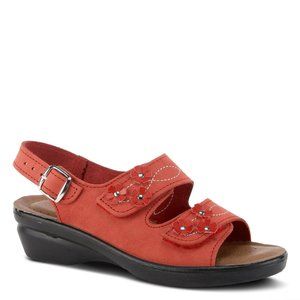 Spring Step Shoes Flexus Ceri Women's Italian Nubuck Leather Sandals RED